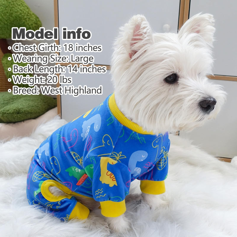 KYEESE Dog Pajamas for Small Medium Dogs with Dinosaur Soft Material Stretchable Dog Pajamas Onesie Dog Apparel, X-Large X-Large (25-40lbs) 1# Dinosaur - PawsPlanet Australia