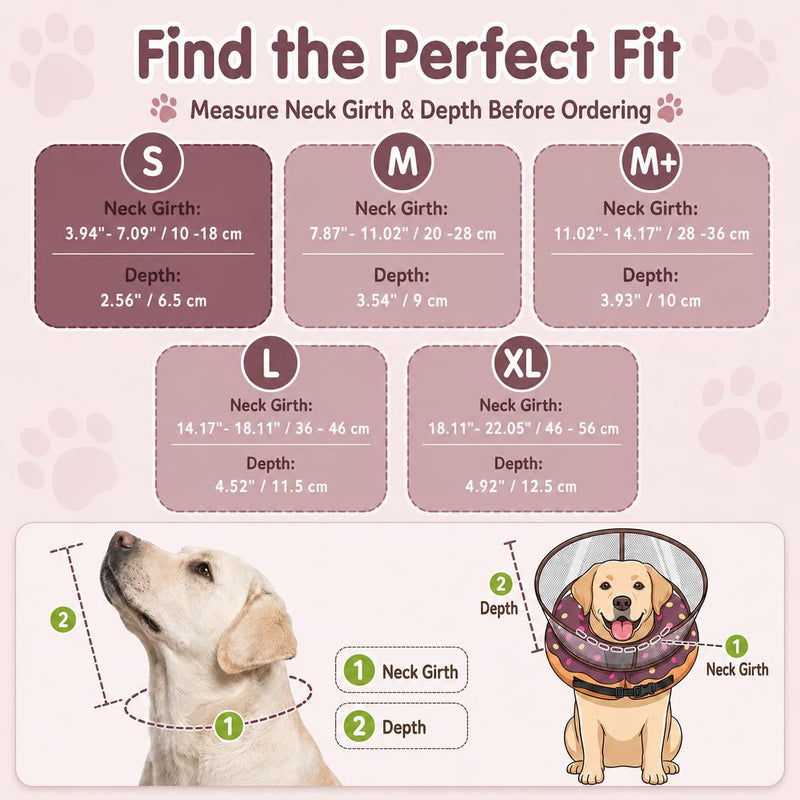 Avont 2-in-1 Inflatable Dog Cone Collar with Transparent Shield, Soft Donut E-Collar Alternative After Surgery to Stop Licking, Recovery Cone for Small Dogs - Donut (S) S(Neck: 3.94"-7.09")