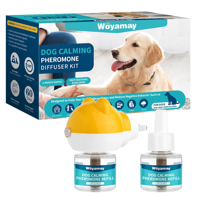 Dog Calming Diffuser - Dog Pheromones Calming Diffuser for Dog Anxiety Relief, 3-in-1 Dog Pheromone Diffuser Kit, Pheromone Diffuser to Calm Dogs, 1 Diffuser + 2 Refill 48ml Vial