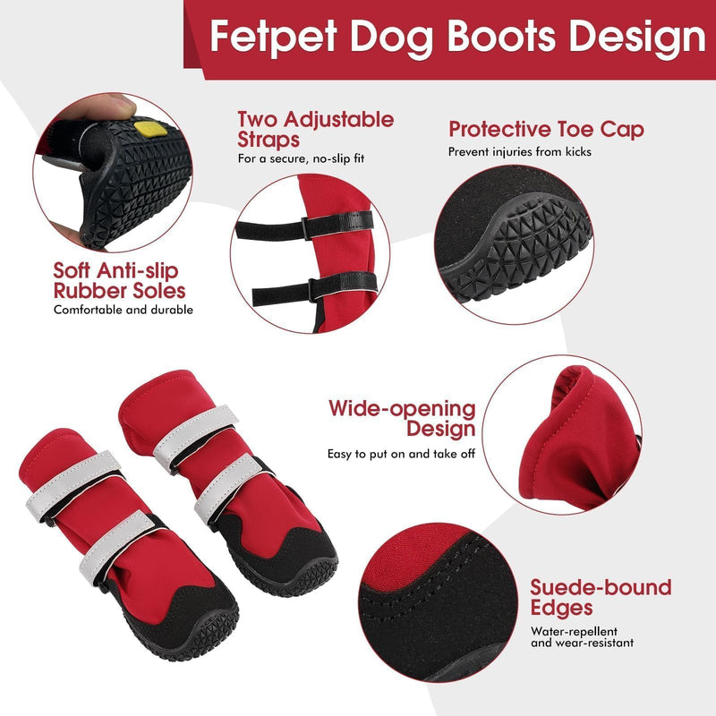 Dog Boots, Waterproof Dog Shoes for Winter, Non Slip Breathable Dogs Booties for Medium and Large Dogs, 2PCS Outdoor Doggie Boots & Paw Protectors 5#(2 boots)
