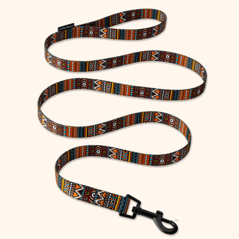 CollarDirect Aztec Dog Leash Nylon Tribal Pattern Cat Pet Leashes for Small Medium Large Dogs Puppy Lead 5 FT Long for Walking (Aztec Sunset, L, New) Aztec Sunset (New) - PawsPlanet Australia