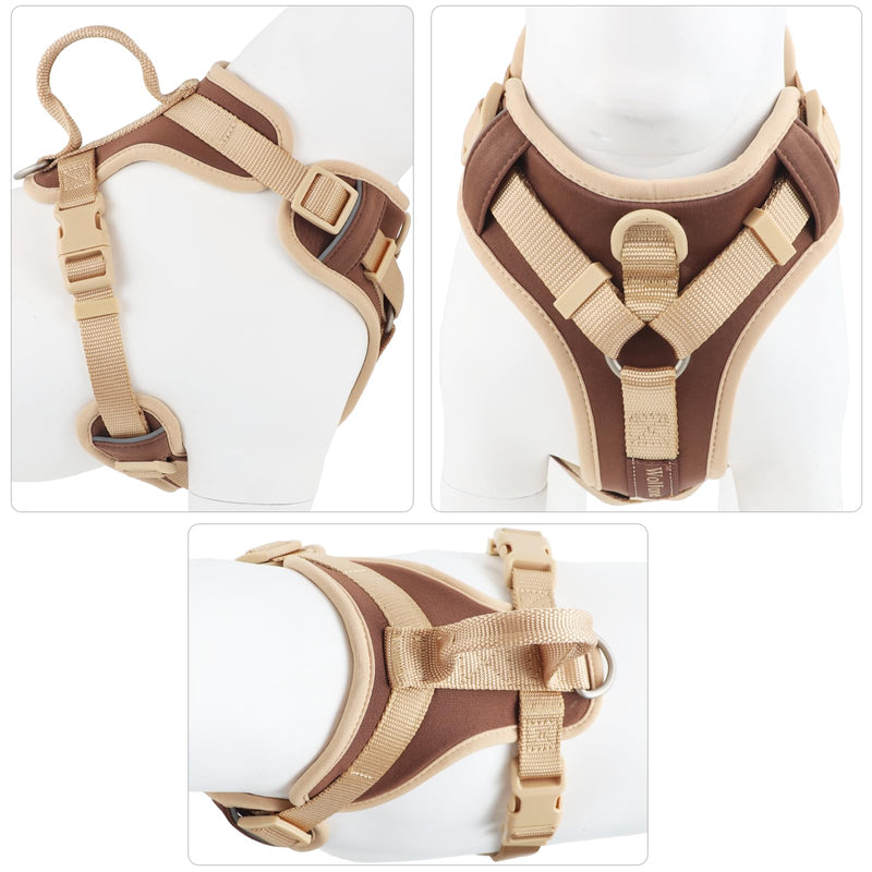 Wolfone No Pull Dog Harness Adjustable Soft Padded Pet Vest with Control Handle Adorable Daily Harness for Dogs?Chocolate Cookie L? {L} Neck?16”-24”, Chest?23”-33” Chocolate Cookie - PawsPlanet Australia