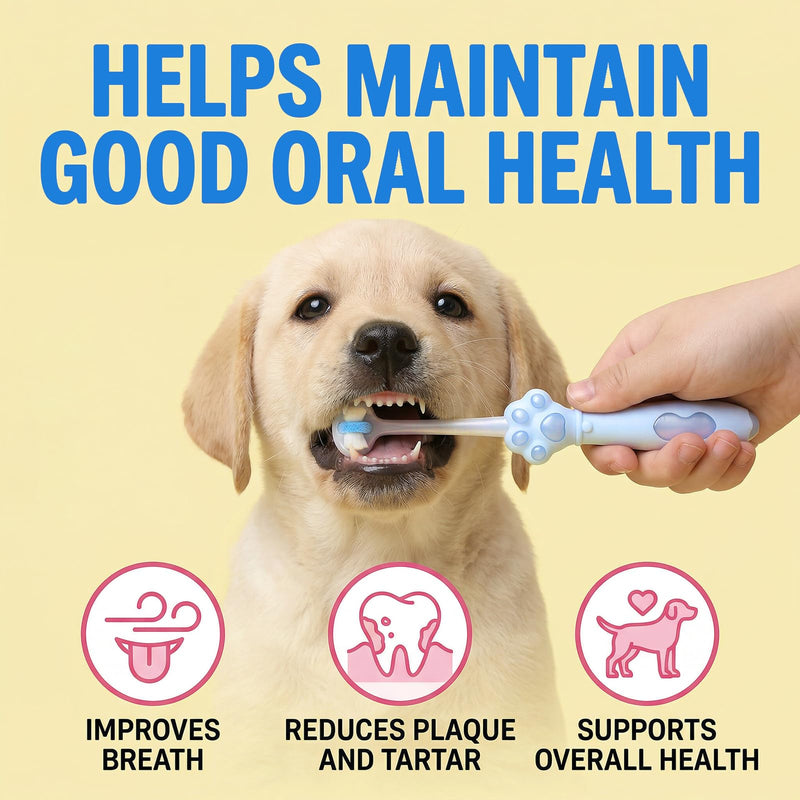 2 Pcs Puppy Tooth Brushing Kit 3-Sided Small Dog Toothbrush Puppy Toothbrushes Unique Head Teeth Brush Dogs Brush Addition Bad Breath Tartar Teeth for Small Medium Dogs