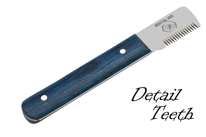 Stripping Knives Set of 6 in Stainless Steel, Wooden Handle, Non-Slip Tools for Grooming Dogs (Blue) Blue - PawsPlanet Australia