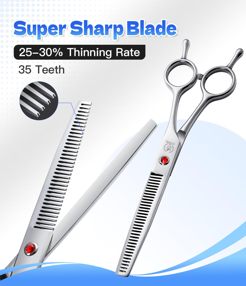 Fenice Peak 6.5" Thinning Scissors for Dog Groming 35 Teeth, 6CR Stainless Steel Dog Grooming Shears, Professional Pet Hair Trimming Thinner Scissor for Face, Body, Paws Thinning Scissor 6.5“ - PawsPlanet Australia