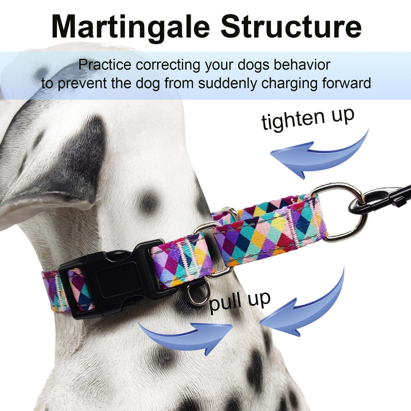 Reflective Martingale Collar for Dogs with Quick Release Buckle No Pull Training Dog Collars (Colorful Geometric, Medium) Colorful Geometric