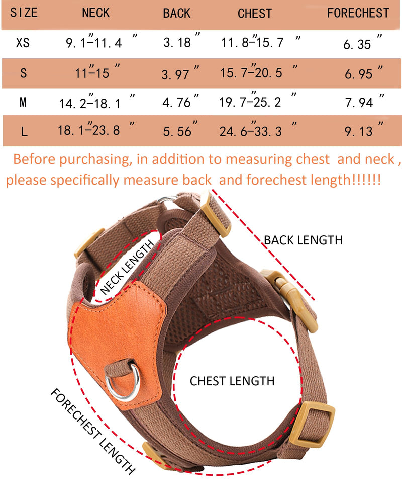 Brown xs Dog Harness for Small Dogs, No Pull Dog Harness with 2 Leash Clips, Puppy Harness, Dog Vest Harness (Brown, XS) Brown - PawsPlanet Australia