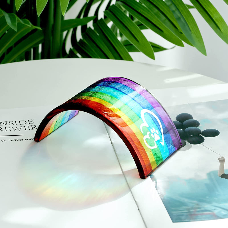 Huray Rayho Rainbow Bridge Fused Glass 3D Colorful Bridge with Sympathy Card Memorial Gift for Dog Cat Guinea Pig Lover Pet Lost Present Sorry Gift Set of 2 - PawsPlanet Australia