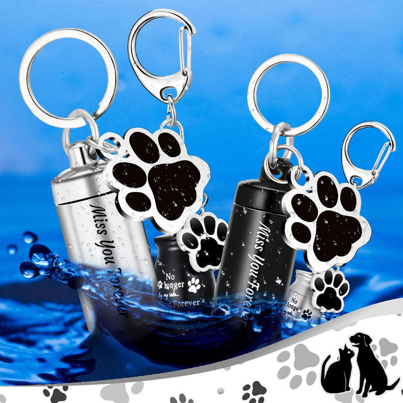 Kigeli 4 Pcs Pet Ashes Keepsake Keychain for Dog Pet Ashes Urn with 4 Pcs Filling Tools Memorial Cylinder Small Pet Ashes Keepsake Cat Cremation Jewelry Pend Paw Print Urn Pendant 2 - PawsPlanet Australia