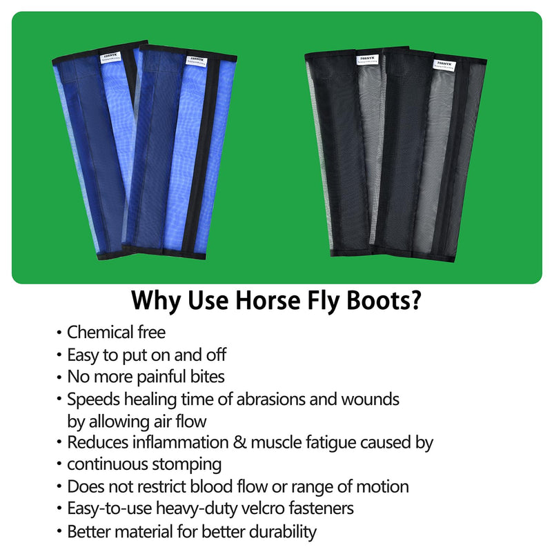 Mesh Horse Fly Boots Set of 4, Non-Slip Horse Leggings, Loose Fitting Fly Boots for Horses, Breathable Adjustable Leg Wraps, Reduce Stomping & Stay Up, Not Sag, No Rub Medium for 14-16 hand horse Blue - PawsPlanet Australia