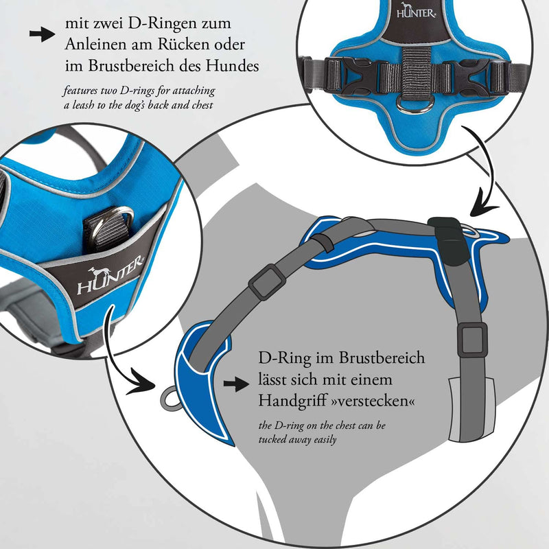 HUNTER Divo Dog Harness, XS, 34-47 cm, Brown/Grey Brown / Grey - PawsPlanet Australia
