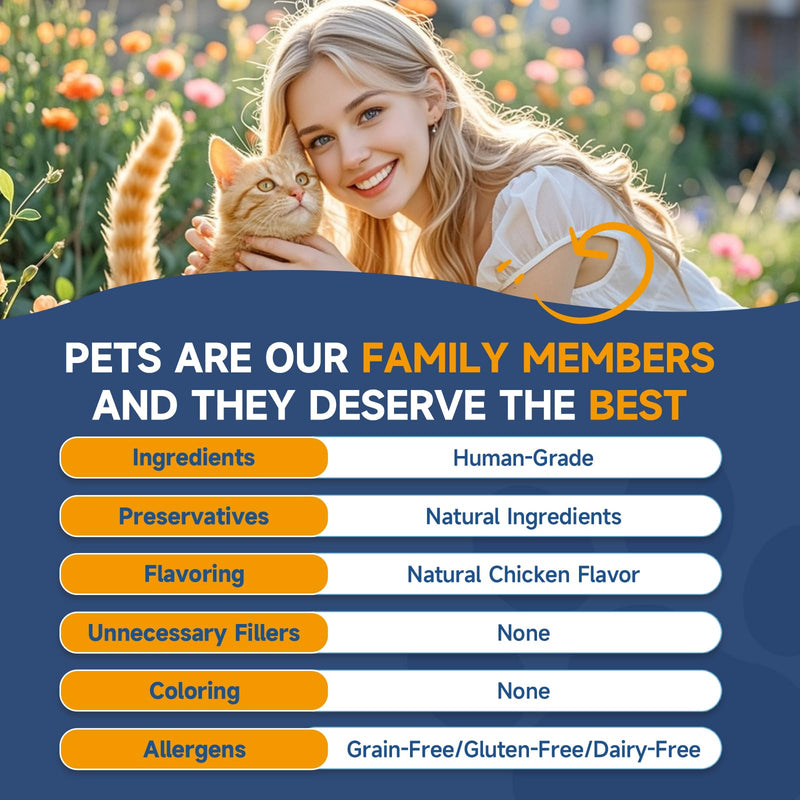 L-Lysine for Cats - Lysine for Cats - Support Immune System, Respiratory, Eye Health - Cat Lysine Powder with Taurine, Herbal Blend, Vitamins - Ease Sneezing, Runny Nose, Watery Eyes - Chicken Flavor