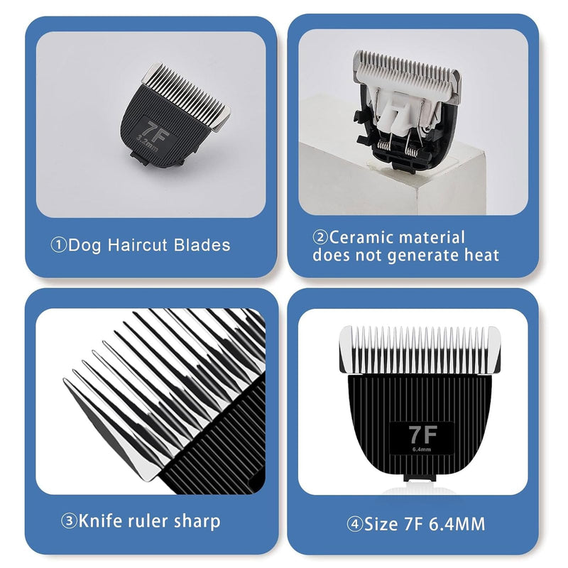 Replacement Blade for nebot P1 Pro Pet Grooming Kit & Vacuum,Size-7F Cut Length 1/8"(3.2mm),Made of Ceramic Blade & Stainless Steel Blade,2 Pack Black-8