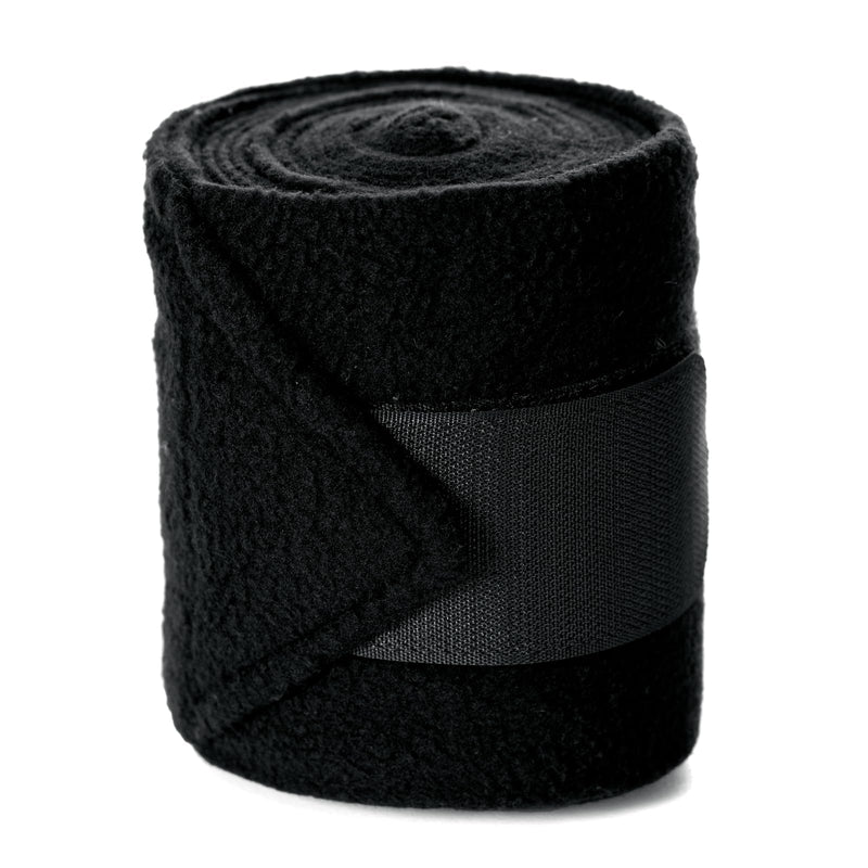 Equinavia Luna 9' Fleece Polo Wraps, Set of 4 Horse Leg Bandages with Storage Bag | Black - One Size - Black - One Size