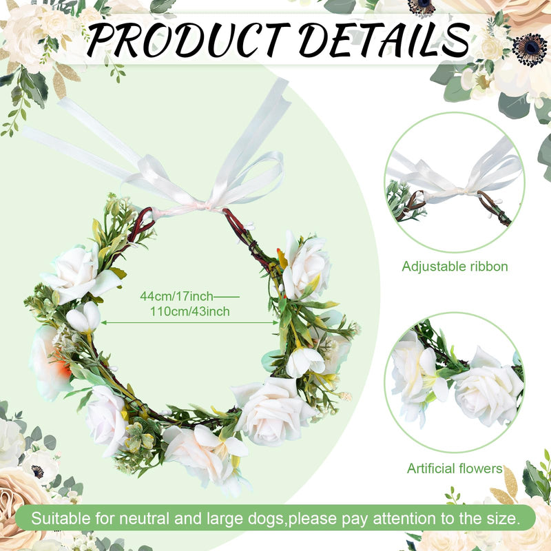 Pearls by Dog Wedding Collar and Leash Set - Elegant Flower Headband with Beaded Pearls - Adjustable Floral Collar (Medium) - PawsPlanet Australia