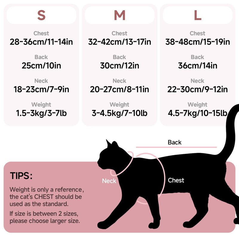 Cat Recovery Suit for Surgery, Soft Stretchy Cat Onesie, Kitten Surgical Recovery Suit with Snap Opening, Breathable Cat Body Suit After Spay, Comfortable E Collar Alternative Pink M Medium