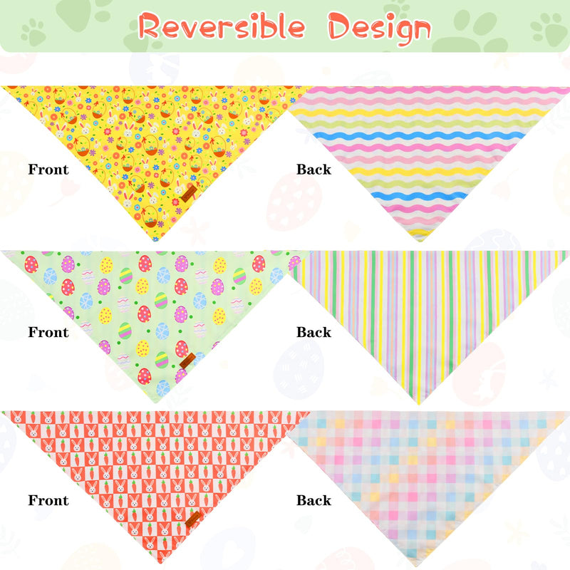 Vehomy Easter Dog Bandanas 3Pack Reversible Pet Spring Scarf Dog Triangle Scarf Puppy Rabbit Easter Egg Carrot Pattern Pet Bandana Bib for Small Medium Large Dogs - PawsPlanet Australia