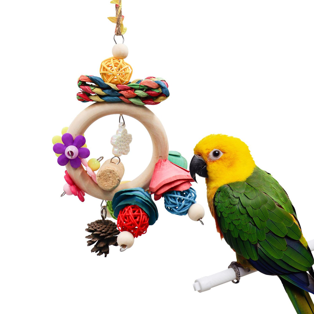 Bird Chewing Toys, Hanging Natural Materials Parrot Chew Toy, Bird Cage Accessories, Suitable for Small to Medium Birds Budgie Lovebirds Conures Parakeets Cockatiels