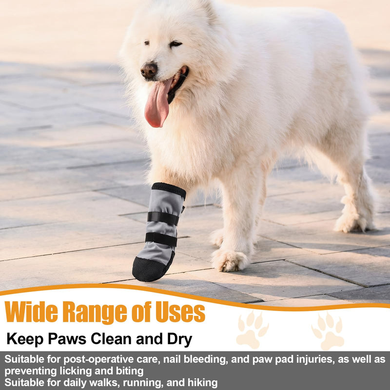 2 Pcs Dog Paw Wound Recovery Boots Non-Slip Dog Protector Boots for Injured Paw Breathable Soft Pet Shoes for Wound Care Outdoor Walking(L,Gray) L Gray - PawsPlanet Australia