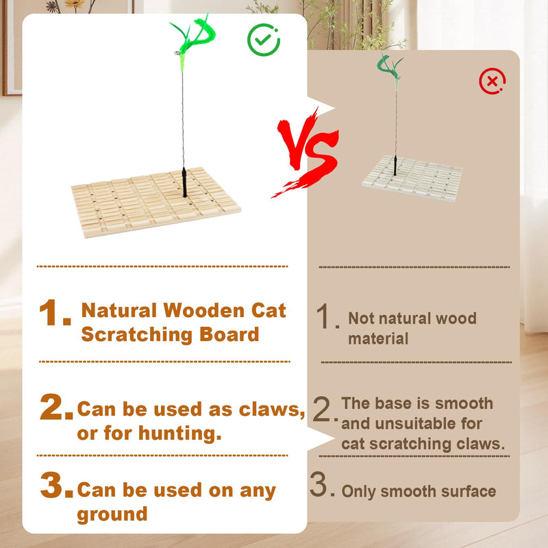 Rabbit Scratch Board with Teaser Toys, Wooden Bunny Grinding Claws and Teeth Care Pad to Exercise, Natural Interactive Small Animals Play Toy for Chinchilla Guinea Pig for Boredom