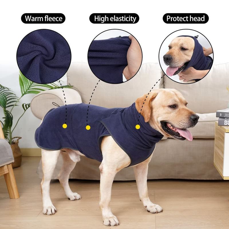 HEYWEAN Dog Fleece Sweaters Sleeveless and Pullover Design Sweatshirt Vest for Dog Small Medium Large XX-Large DarkBlue - PawsPlanet Australia