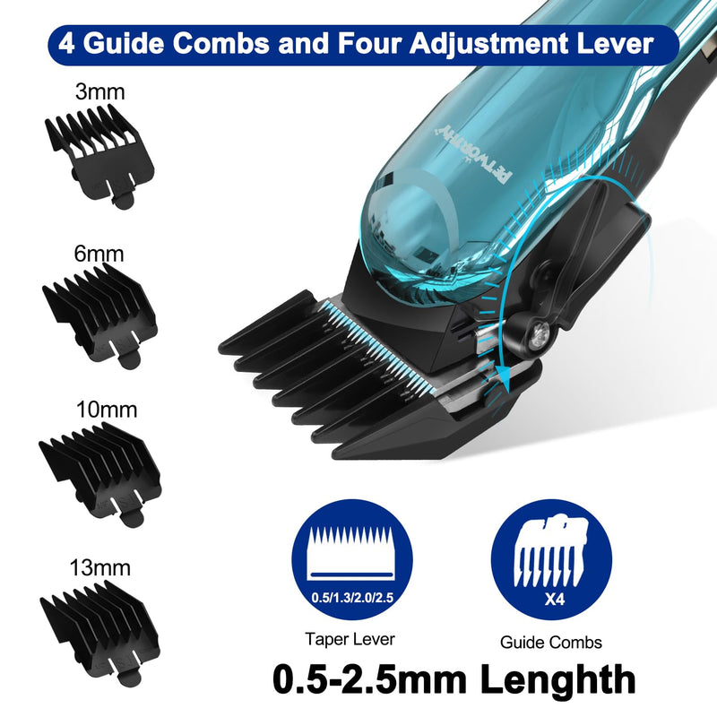 Quiet Dog Grooming Kit - 2000mAh Dog Clippers for Grooming Dog Grooming Clippers for Heavy Thick Hair Coats Waterproof Rechargeable Cordless Clippers Safe and Easy to Clean Home Pet Grooming Plating Blue - PawsPlanet Australia