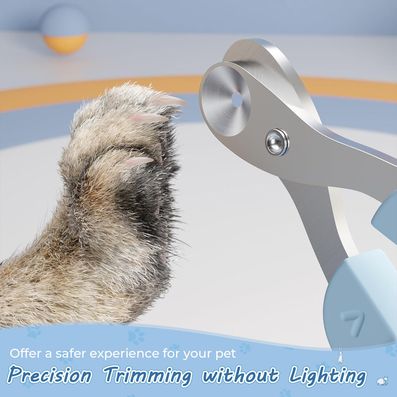 Cat Nail Clipper, Cat Nail Trimmer with Positioning Round Hole, Sharp Non-Slip Handle Cat Claw Clipper, Safe Indoor Cat Nail Clipper, Pet Nail Clipper for Cats, Puppies and More Animals - Blue - PawsPlanet Australia
