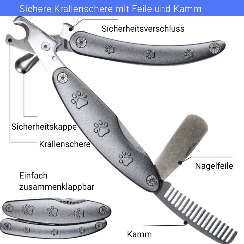 Hundefreund Nail Scissors for Dogs with Nail File and Comb - Dog Salon Quality with Safety System for Nail Care with Claw File Claw Cutter for Dog Claws - Dog from Medium - PawsPlanet Australia