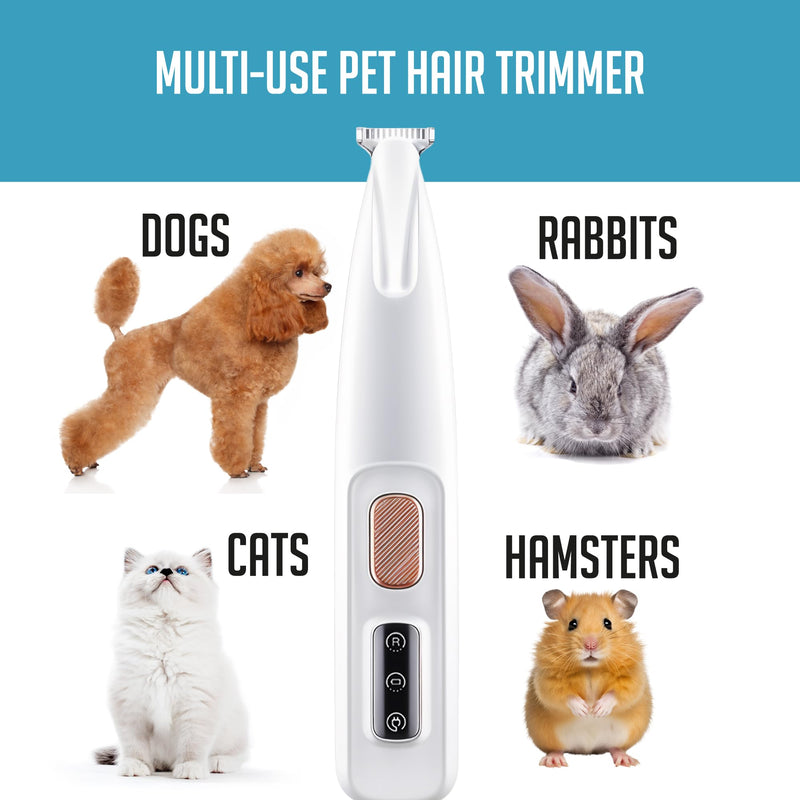 Dog Paw Grooming Trimmer Clippers - Cordless Electric Pet Easy Hair Trimming Shaver Kit with LED Light - Rechargeable Low Noise Shaving Clipper Tool for Puppy Dogs Cats Feet Paw Pads Toes Ears Face - PawsPlanet Australia