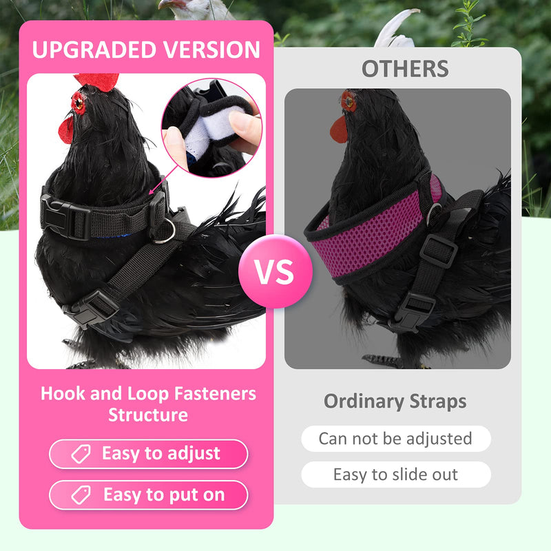 Adhafera Chicken Harness with Leash, Upgraded Double Adjustment Chicken Harness and Leash Set for Hens, Duck, Goose, Small Pet (Pink, S) Pink - PawsPlanet Australia