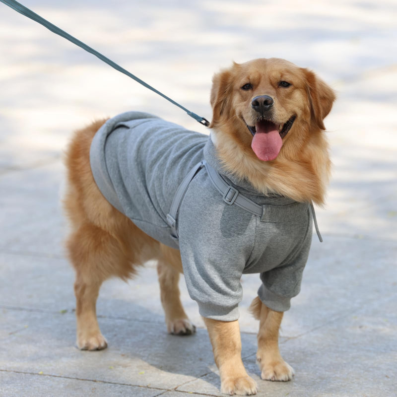 Dog Hoodies with Hurns Built in, Dog Sweatshirt for Small, Medium, and Large Dogs, Warm Sweaters for French Bulldogs, Pitbull, Puppy, Winter Jacket Alternative - Light Grey - 2XL - PawsPlanet Australia