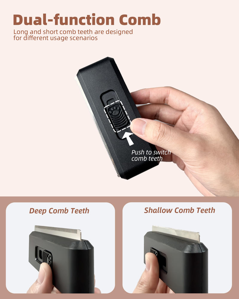 Pet Double-Sided Deshedding Comb with Realease Button, Dog 1-Button Hair Removal Brush with Stainless Steel Teeth, Multi-Function Cat Grooming Brush - PawsPlanet Australia