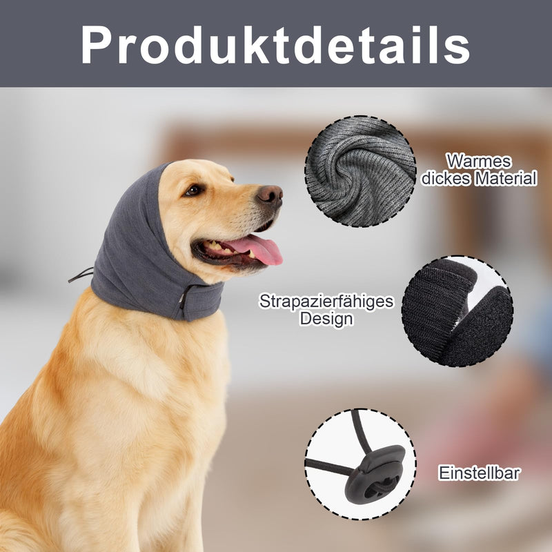 1 pc. Dog Ear Protection Grey Calming Pet Bandana, Soothing Hood, Dog Hearing Protection, Easy-Clean Head Protection for Dogs with Adjustable Self-Adhesive Strap