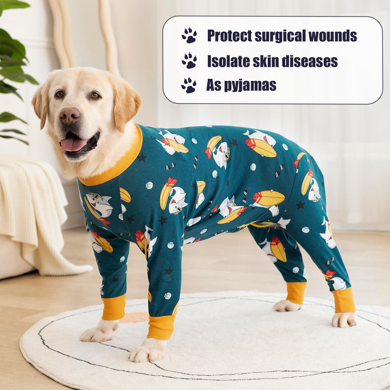 Dog Recovery Suit for After Surgery Female/Male Post-Operative Dogs Onesie Post Spay Neuter Dog Bodysuit After Surgery Dogs Surgical Suit Abdominal Wounds Protector Cone E-Collar Alternative 3XL Shark