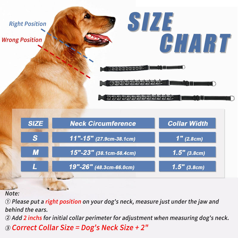 Martingale Collar for Dogs, Hidden No Pull Dog Collar with Buckle, Reflective Nylon Choke Collar Adjustable Limited Slip Collar for Large Medium Small Dogs Anti Pull Training Walking S Black S (11"-15" Neck, 1" Wide) Black Black - PawsPlanet Australia