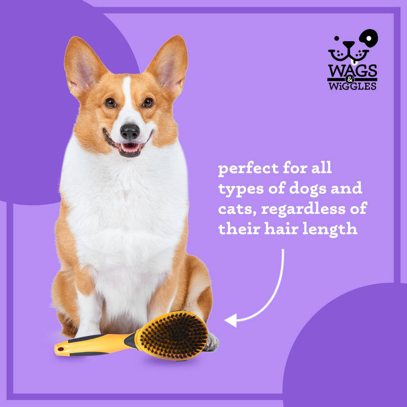 Wags & Wiggles Double Sided Dog Brush - Efficient Pet Grooming for Long or Short Haired Dogs & Cats, Shedding Brush, Detangling Pin & Bristle Dog Hair Remover Bristle and Pin Brush One Size