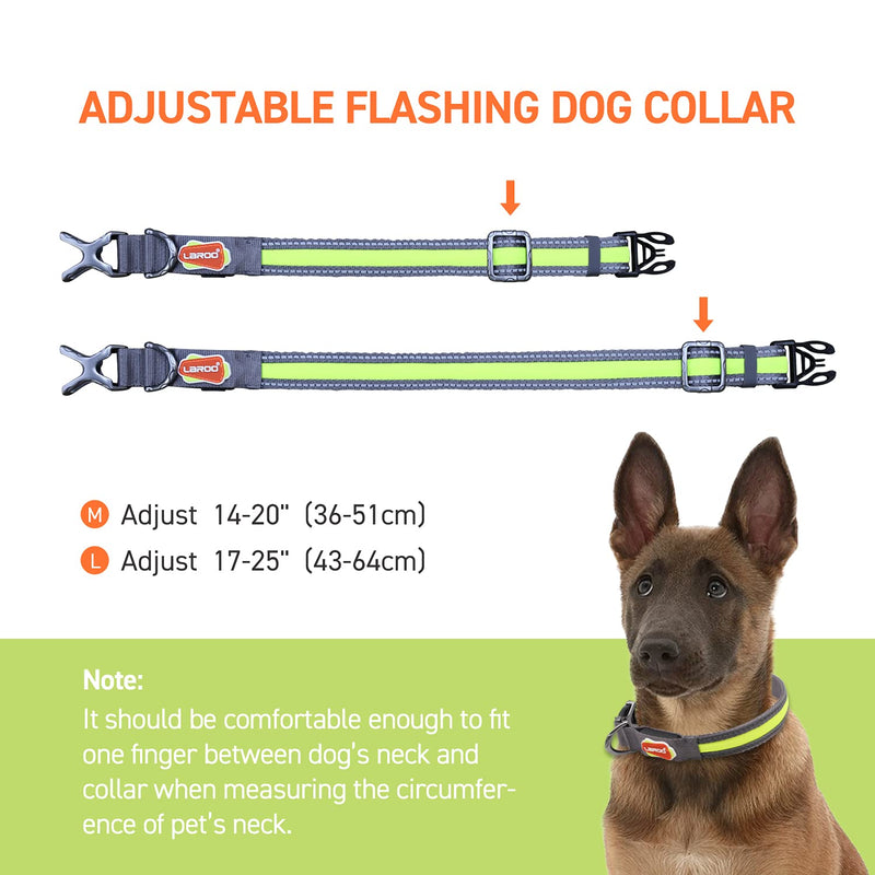 LaRoo LED Dog Collar, Rechargeable Nylon Light Up Dog Collars, Adjustable Glowing Pet Led Collars for Small Medium Large Dogs Night Visible