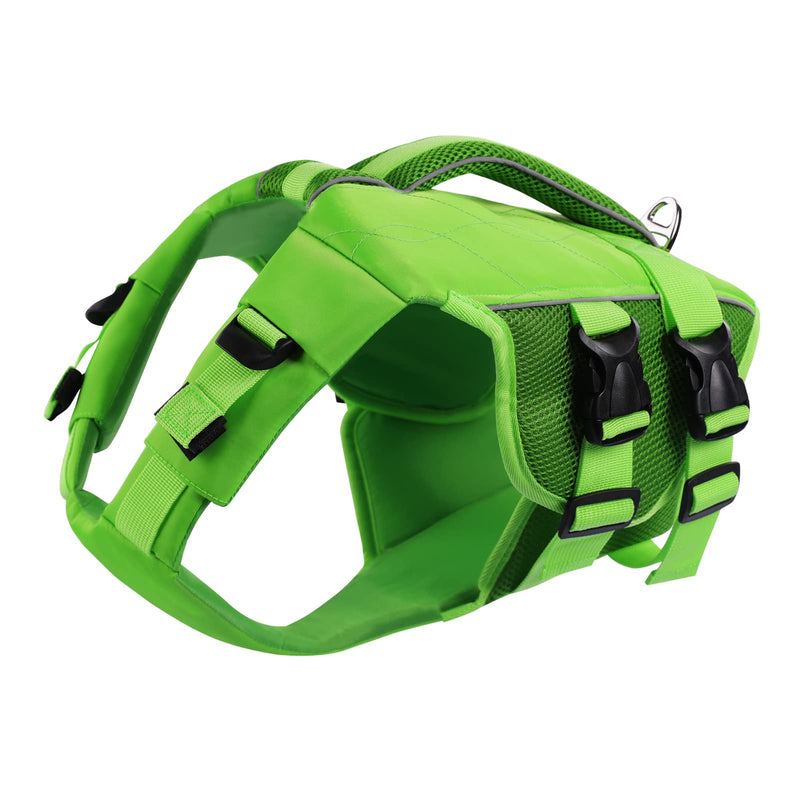 ASENKU Dog Life Jacket - Pet Safety Vest for Swimming & Boating, Shark Life Jacket with Floatation, Dog Lifesavers Swimsuits for Small Medium Large Dogs (Green, S) Green - PawsPlanet Australia
