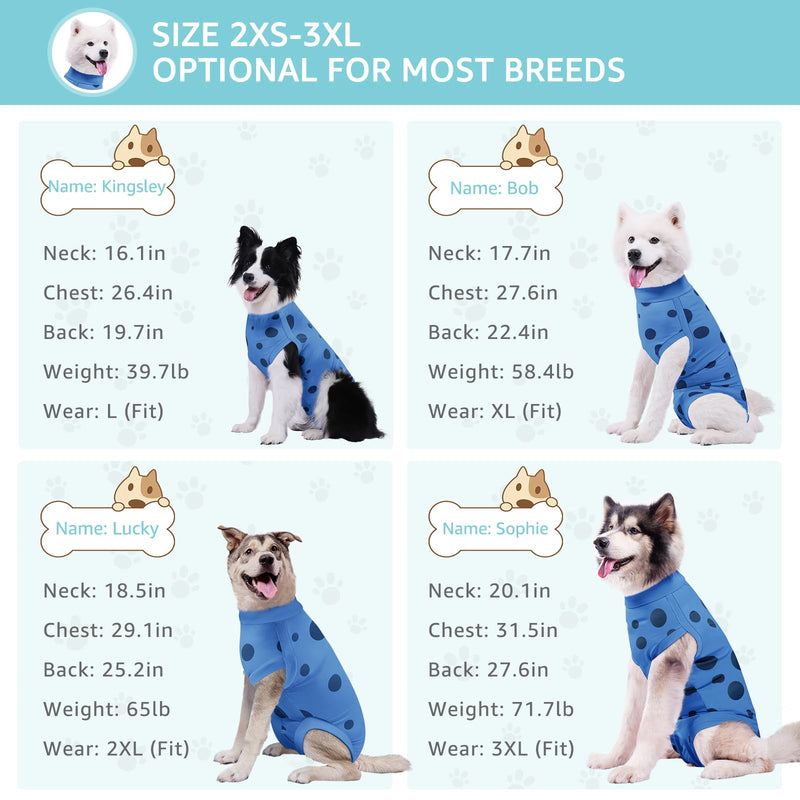 Dog Recovery Suit, Professional Dog Surgery Suit Post Spay, Neuter, Abdominal Surgical Suit for Male Female Dogs Can Pee, Prevent Licking Soft Breathable Cotton Covers Wound (Blue, XXX-Large) - PawsPlanet Australia