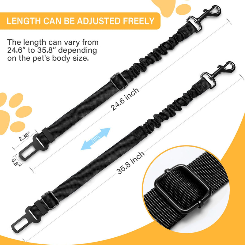 Dog Seat Belt Retractable Dog Car Harness 1 Pack Adjustable Pet Safety Belt with Elastic Bungee Buffer Heavy Duty & Durable & 360 Degree Swivel Dog Seatbelts Black-1Pack 1Pack - PawsPlanet Australia