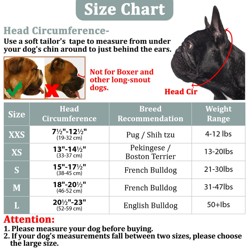 Mayerzon Short Snout Dog Muzzle, French Bulldog Muzzle with Tongue Out Design to Prevent Eating Biting Licking, Mesh Dog Muzzle for Shih Tzu Pug English Bulldog, Breathable Muzzle for Grooming Walking Black M [Head Cir: 18"-20½"]