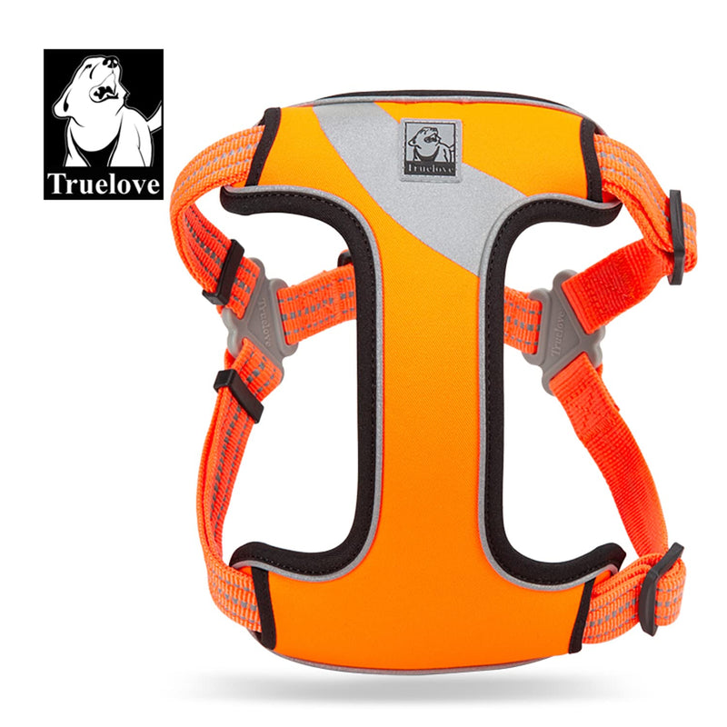 TRUE LOVE Dog Harness TLH5991 Anti Pull Safety Vest Step-in Style Harness for More Comfort and Less Tug Reflective Pet Harness by Truelove M Orange