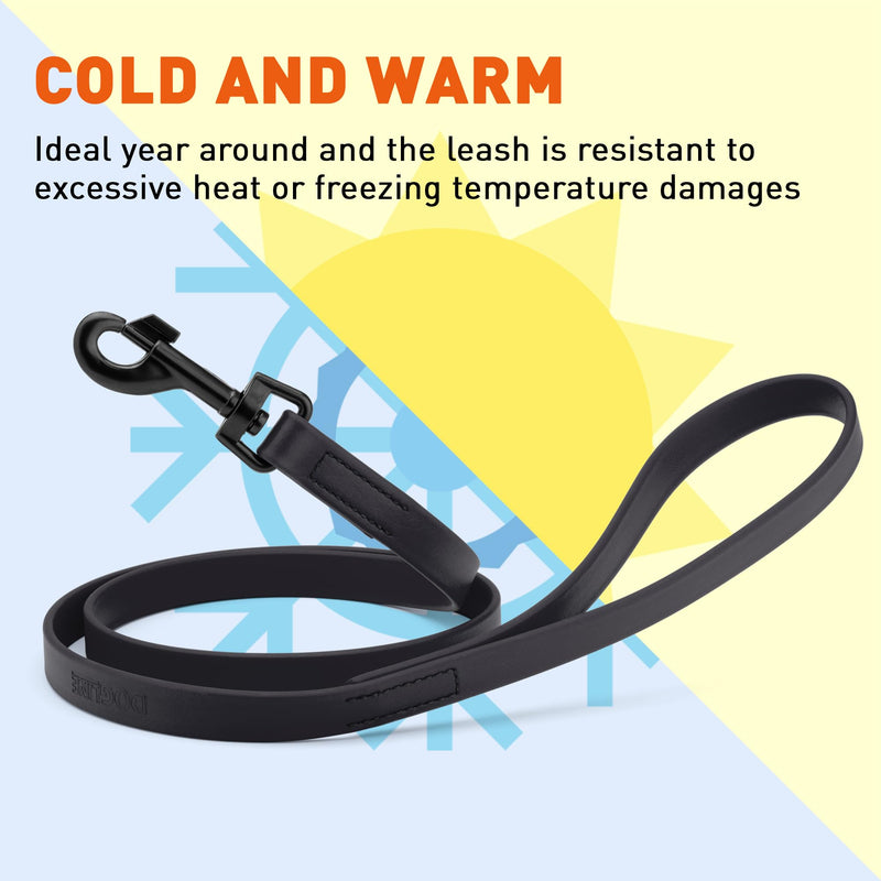 Dogline Biothane Waterproof Dog Leash Strong Coated Nylon Webbing with Black Hardware Odor-Proof for Easy Care Easy to Clean High Performance for Small or Large Dogs Made in USA 4 or 6 ft Lead W3/4" x L4' - PawsPlanet Australia