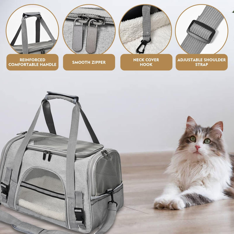 Cat Carrier Bag Dog Pet Transport Bag with Blanket, Portable Soft Bag Cat Transport Carrier, Airline Approved Foldable Medium Small Puppy Kittten Pet Travel Carrier - PawsPlanet Australia