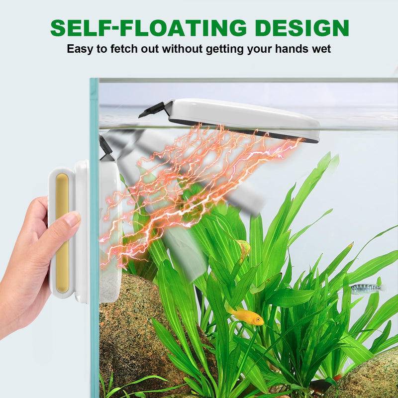 fishkeeper Super Strong Magnetic Aquarium Glass Cleaner, Dual-Blades & Double Side Floating Algae Scraper Fish Tank Cleaner Scrubber Aquarium Magnetic Brush for 1/8-1/4 Inch Thick Glass Aquariums (S) Small - PawsPlanet Australia