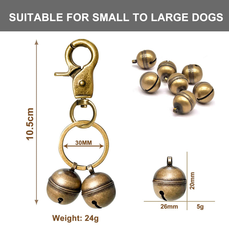 Bells for Dog Collars, Extra Loud Cat Bells & Dog Bells for Pet Tracking & Falconry, Durable Brass Collar Charms with Swivel Lobster Clasp Bronze - PawsPlanet Australia