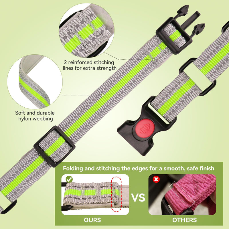 Martingale Collar for Dogs,Soft Neoprene Padded Reflective Martingale Collar and Leash Set Safety Buckle Nylon Martingale Dog Collars for Large Dogs(Green&L) L Green - PawsPlanet Australia
