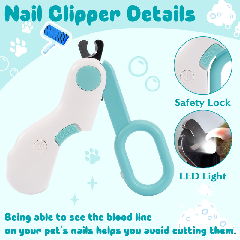 Dematting Comb for Dog and Cat - 2-in-1 Pet Grooming Brush for Long Haired Pet, Double Sided Dematting Shedding Comb with Nail Clipper, Matted Fur Removal Grooming Tool for Knots Mats Tangles