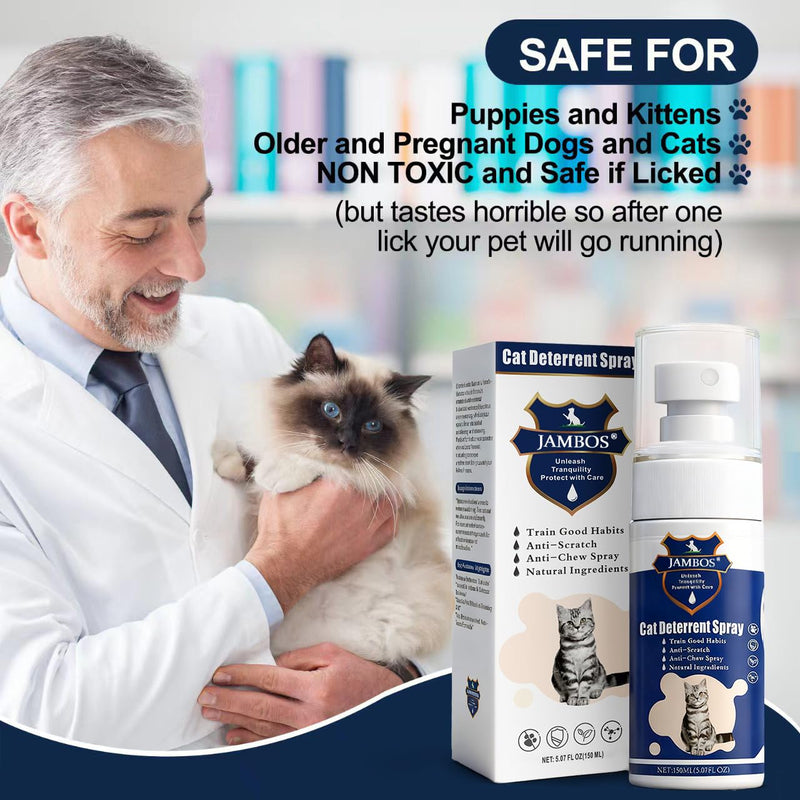 Cat Deterrent Spray - Safe Indoor & Outdoor Deterrent for Furniture Protection, Effective Training Aid with Natural Ingredients - Non-Toxic Anti-Scratch Formula (Blue, M) Blue - PawsPlanet Australia