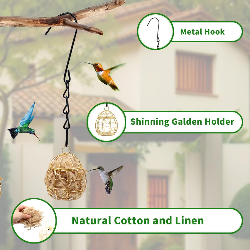 2 Pack Bird Nesting Material Cage Holder for Wild Birds, Hummingbird Nesting Material Kit, Gift for Bird Lovers, Hanging Nesting Supply Dispenser with Metal Hook for Outdoor Use - PawsPlanet Australia